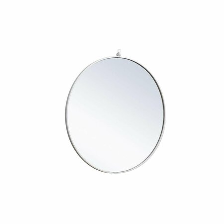 BLUEPRINTS 32 in. Metal Frame Round Mirror with Decorative Hook White BL2943846